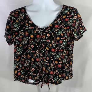 Womens Lot of 2 Pink Republic Floral Black And Yellow Blouses Size L